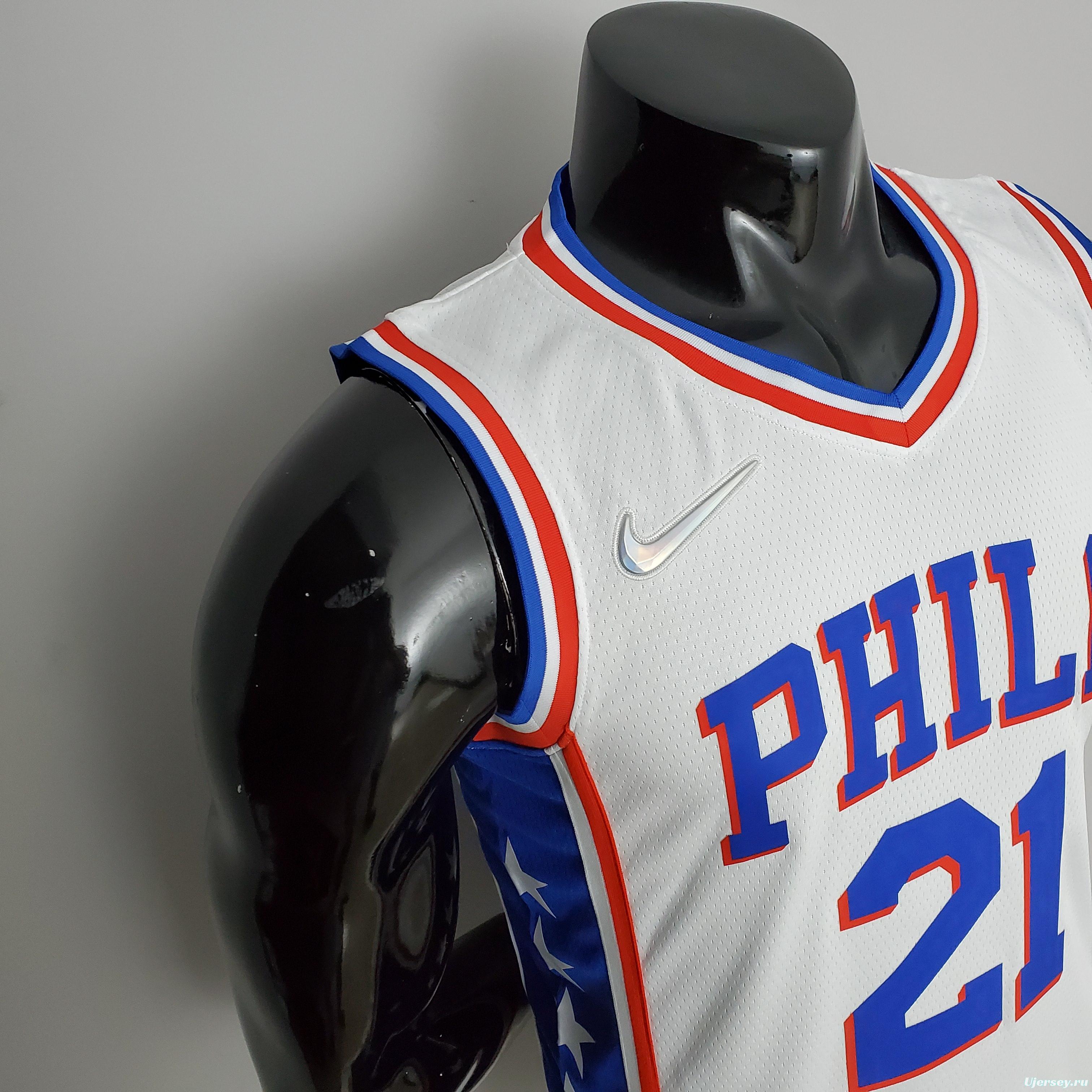 75th Anniversary Philadelphia 76ers EMBIID#21 White NBA Jersey