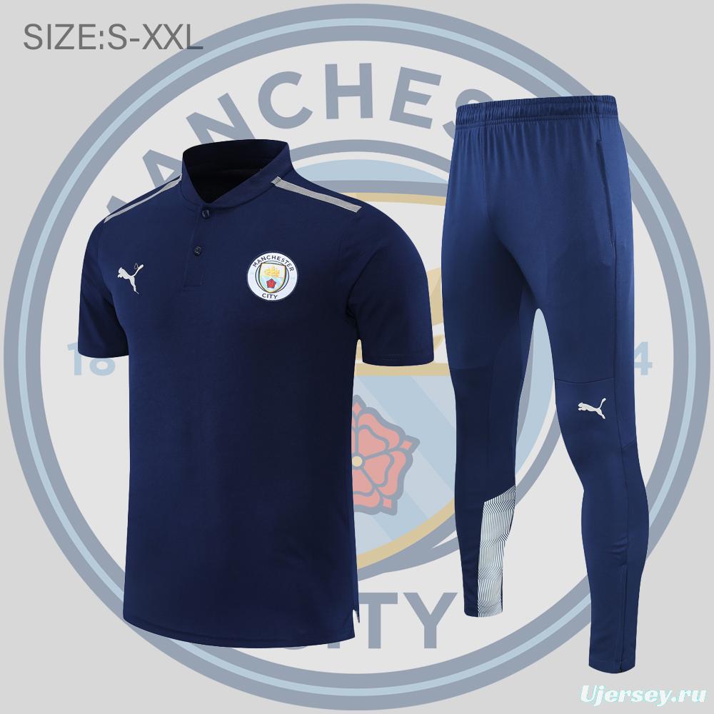 Manchester City POLO kit Dark Blue White Stripe (not supported to be sold separately)