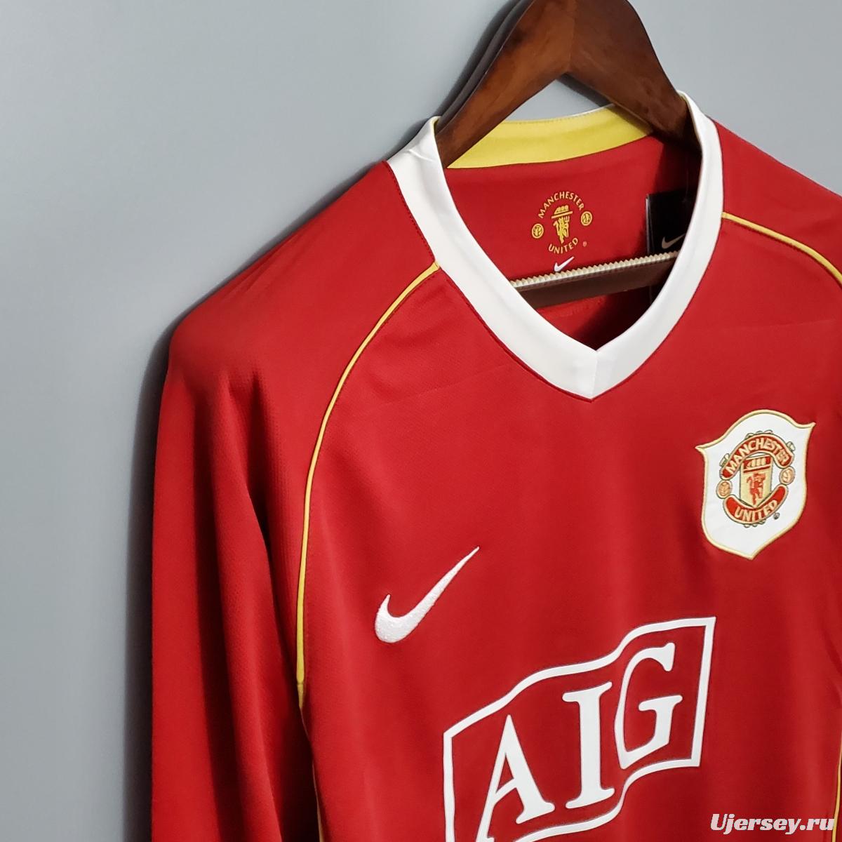 Retro 06/07 Manchester United Long sleeve home Soccer Jersey