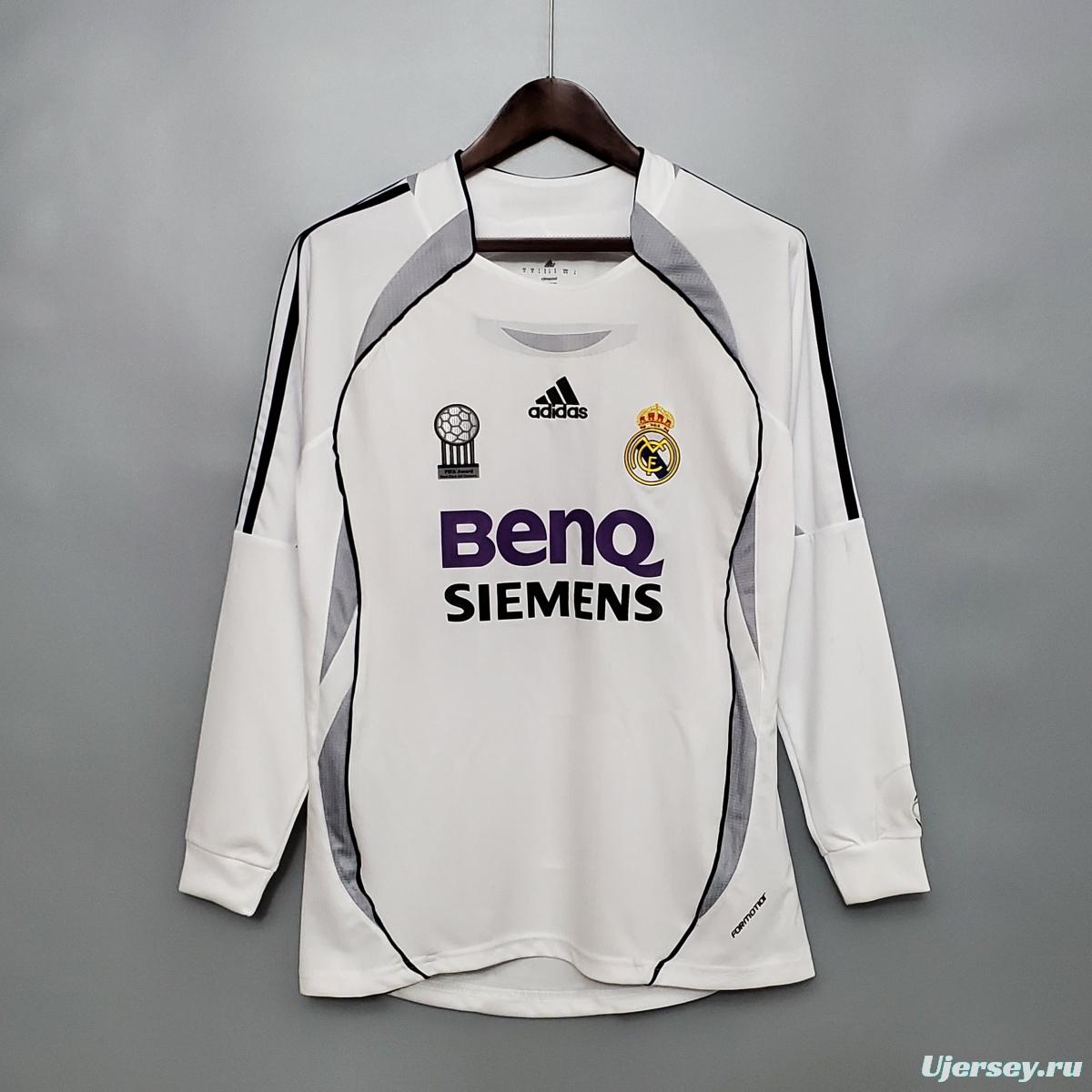 Retro Real Madrid Long sleeve 06/07 home Soccer Jersey