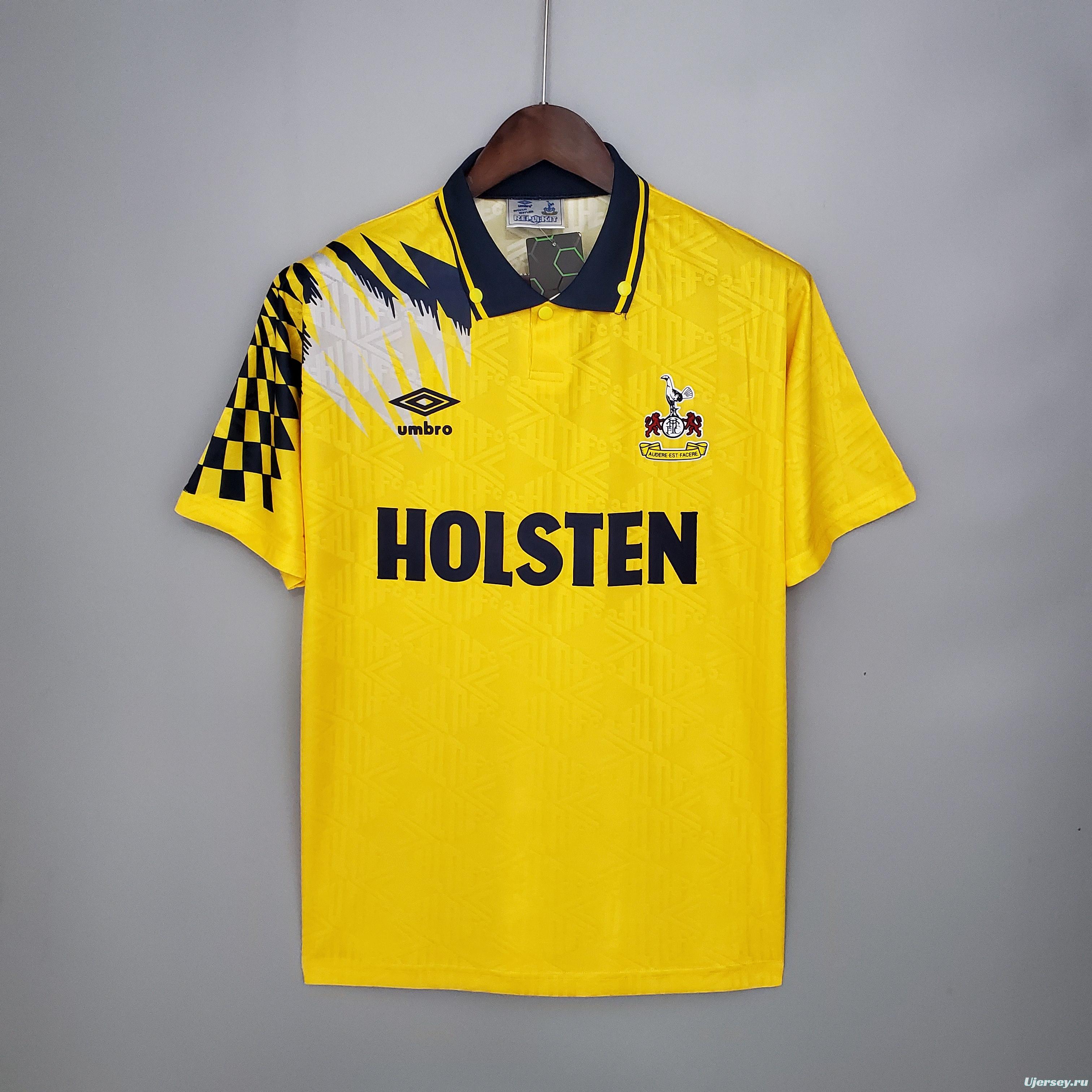 Retro Tottenham 92/94 Away Yellow Soccer Jersey