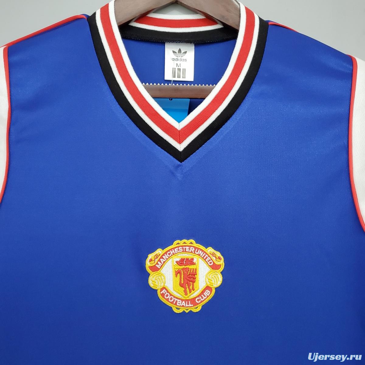 Retro Manchester United 85/86 away blue Soccer Jersey