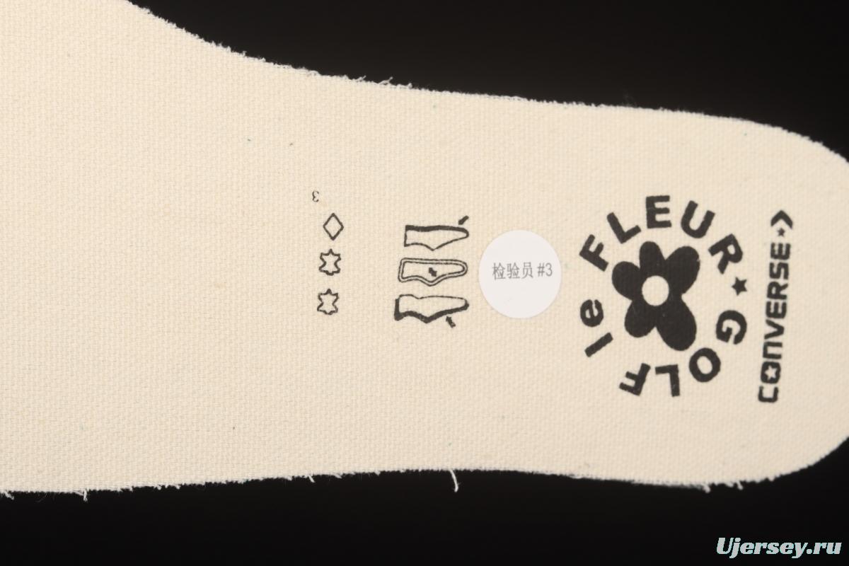 Creator x Converse One Star Ox Golf Le Fleur TTC co-signed green floret 2.0 suede low upper shoes 160322C