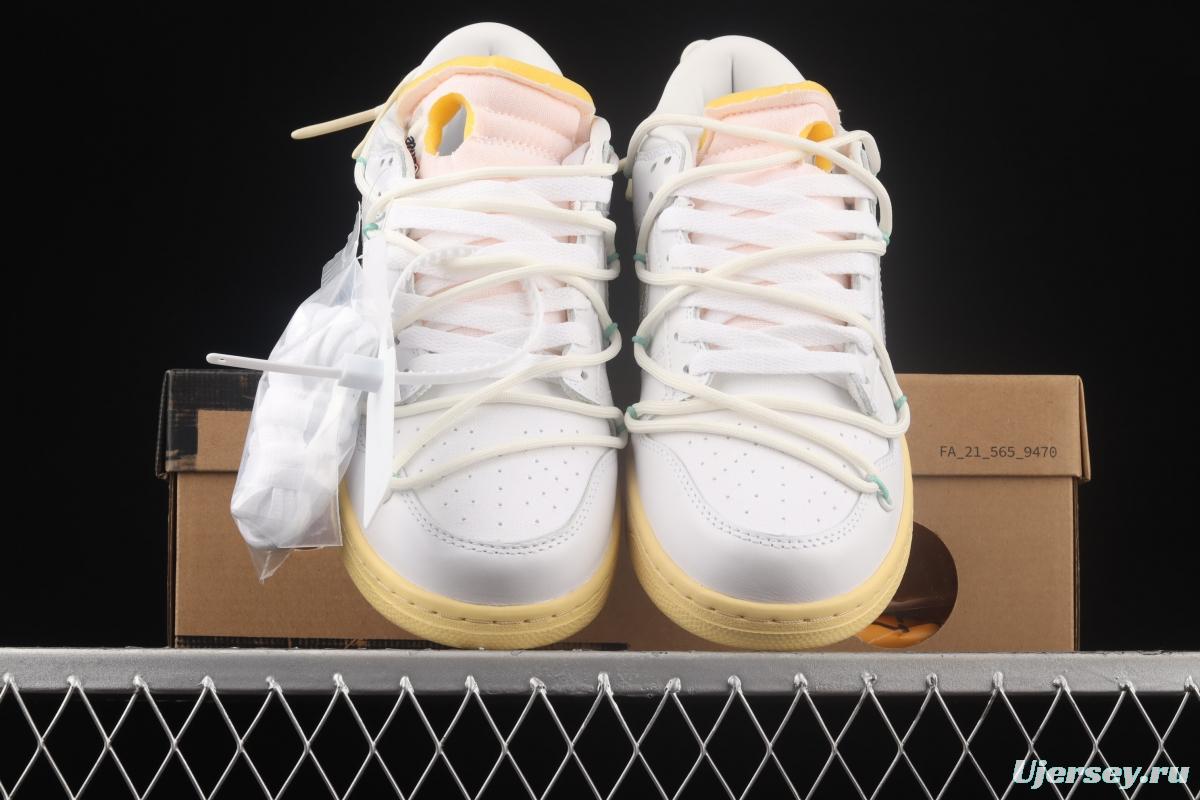 OFF-White x NIKE DUNK Low OW white and gray leisure sports skateboard shoes DM1602-127,