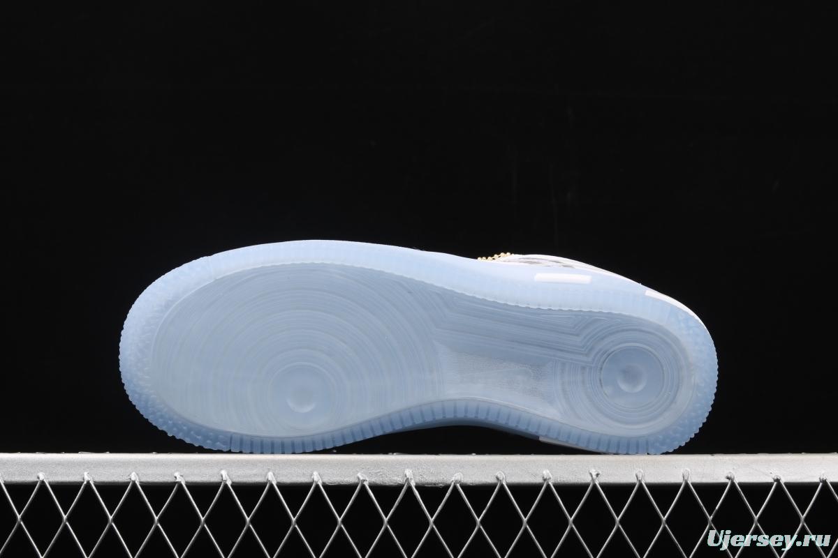 NIKE Air Force 1 React QS Light Bone Analysis of Ice Blue low Upper Board shoes CQ8879-100