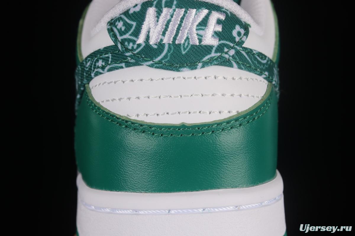 NIKE DUNK Low Green Paisley Cashew Flower White Green SB Buckle Shredded Backboard Fashion Casual Sneakers DH4401-102