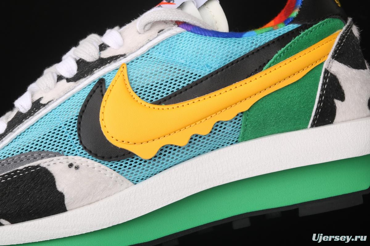 Ben & Jerry's x Sacai x NIKE LVD Waffle Daybreak co-signed catwalk style double hook Swoosh running shoes CN8899-006