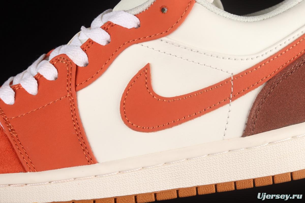 Air Jordan Low white, orange and yellow color matching low-side cultural leisure sports basketball shoes CV3545-102 
