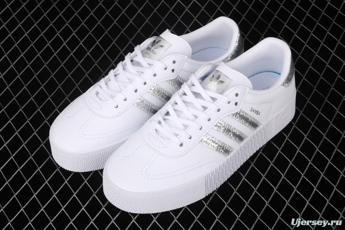 Adidas Sambarose W FX3819 clover vintage pure white thick-soled high board shoes
