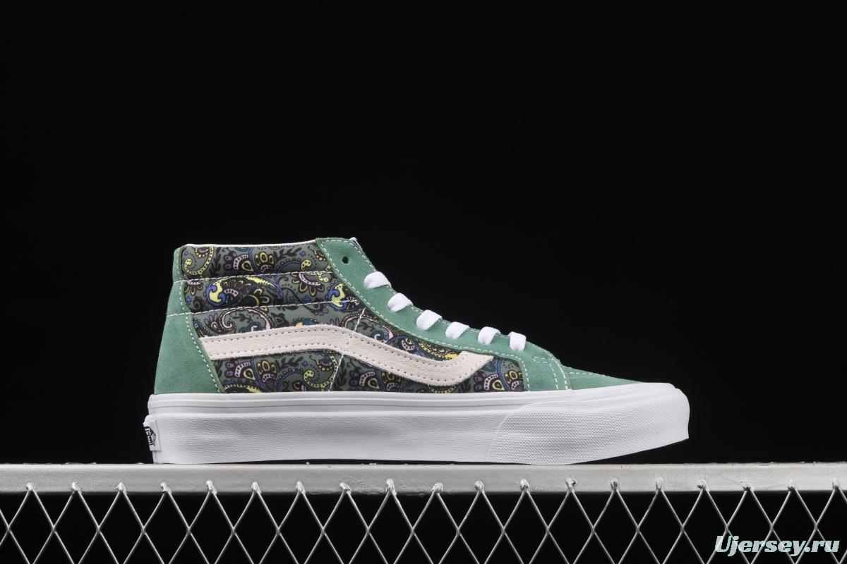Vans Sk8-Mid Reissue cashew flower avocado green color Zhongbang leisure board shoes VN0A391F6TM