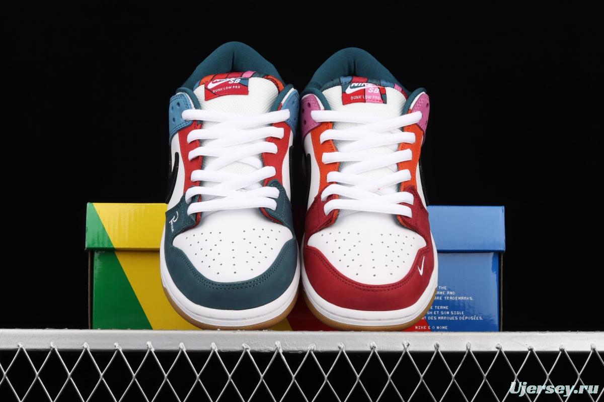 Parra x Nike SB DUNK Low Multi-Color 2021 Slam Dunk Series low-side leisure sports skateboard shoes mandarin duck color difference splicing double small hooks DH7695-2021