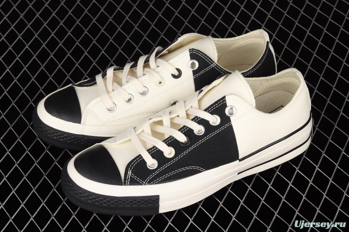 Converse Restructured Chuck 1970 White spliced black and white vulcanized low-top leisure sports shoes 168624C