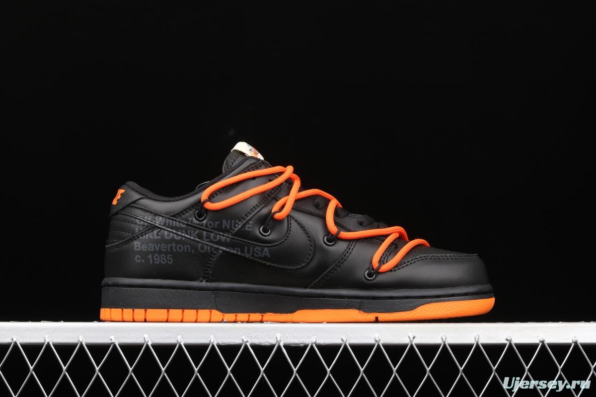 OFF-White x Futura x Nike DUNK Low Black Orange Tripartite name Black Orange Deconstruction Board shoes CT0856-005X