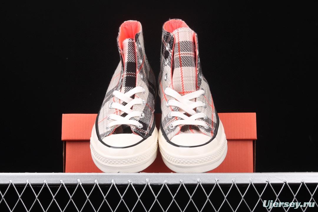 Converse 70s Plaid Scottish plaid fresh vintage casual board shoes 166495C