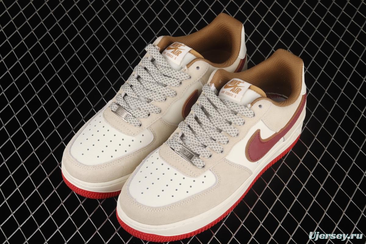 NIKE Air Force 1x07 SU19 rice white Chinese red suede low-top casual board shoes QZ3068-226