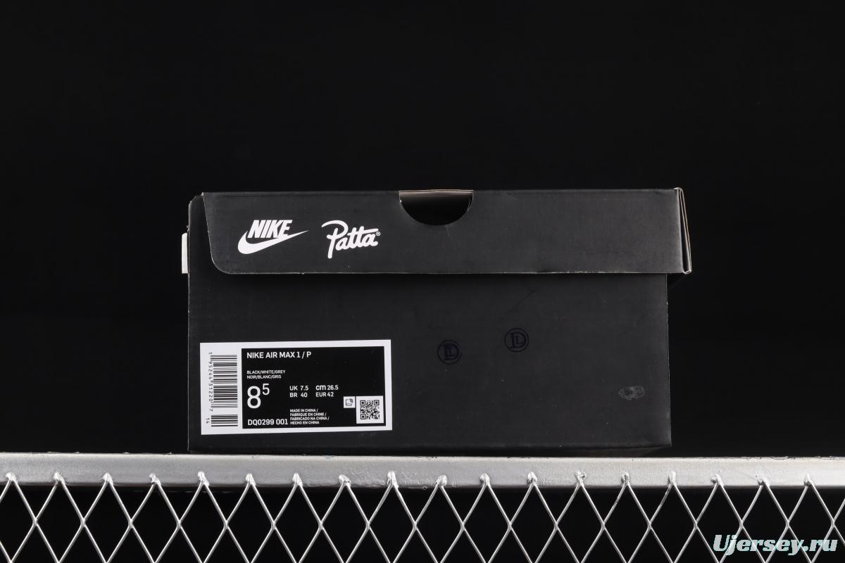 Patta x Nike Air Max 1 joint style half-palm air cushion retro running shoes DQ0299-001