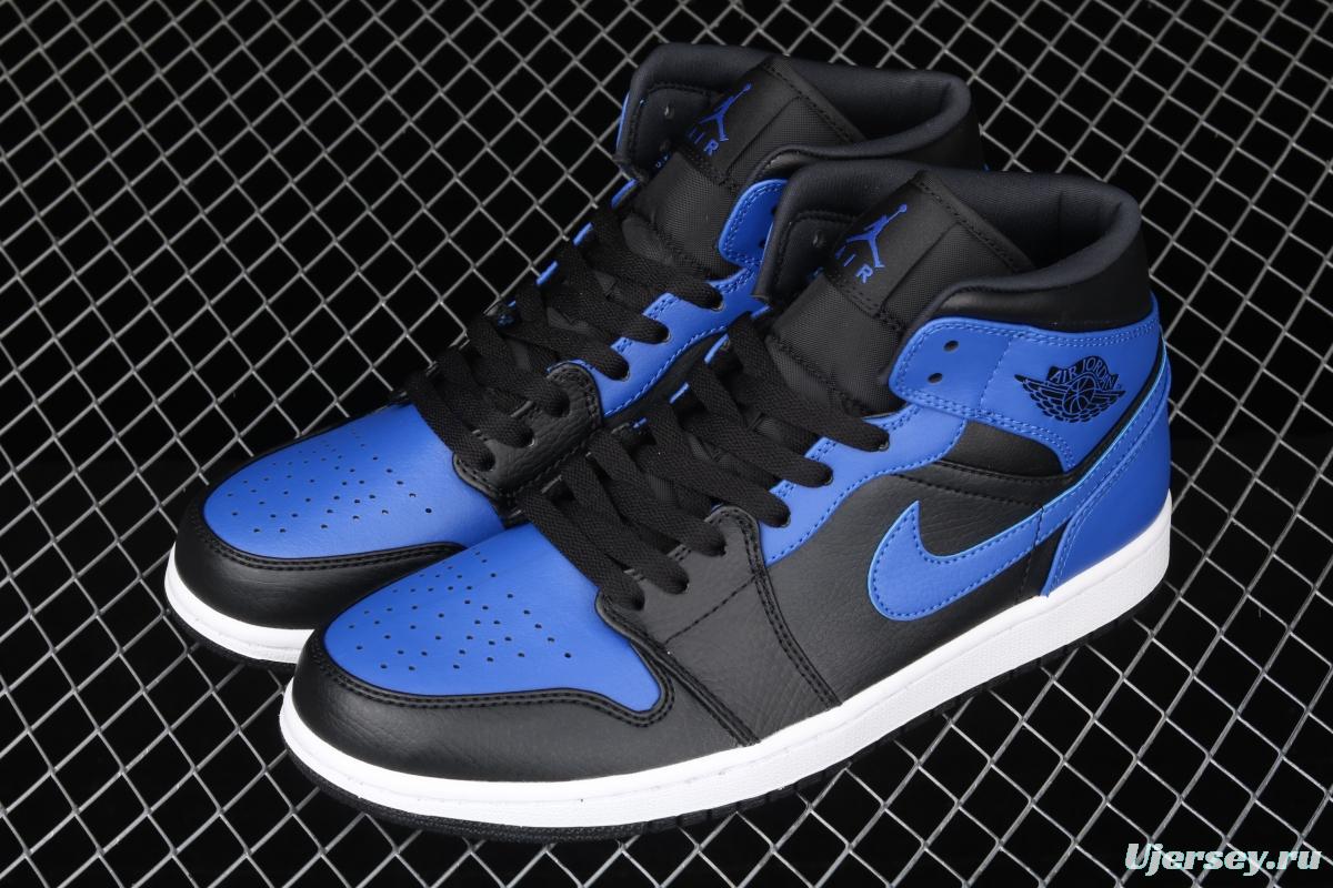 Air Jordan 1 Mid black and blue Zhongbang basketball shoes 554724-077