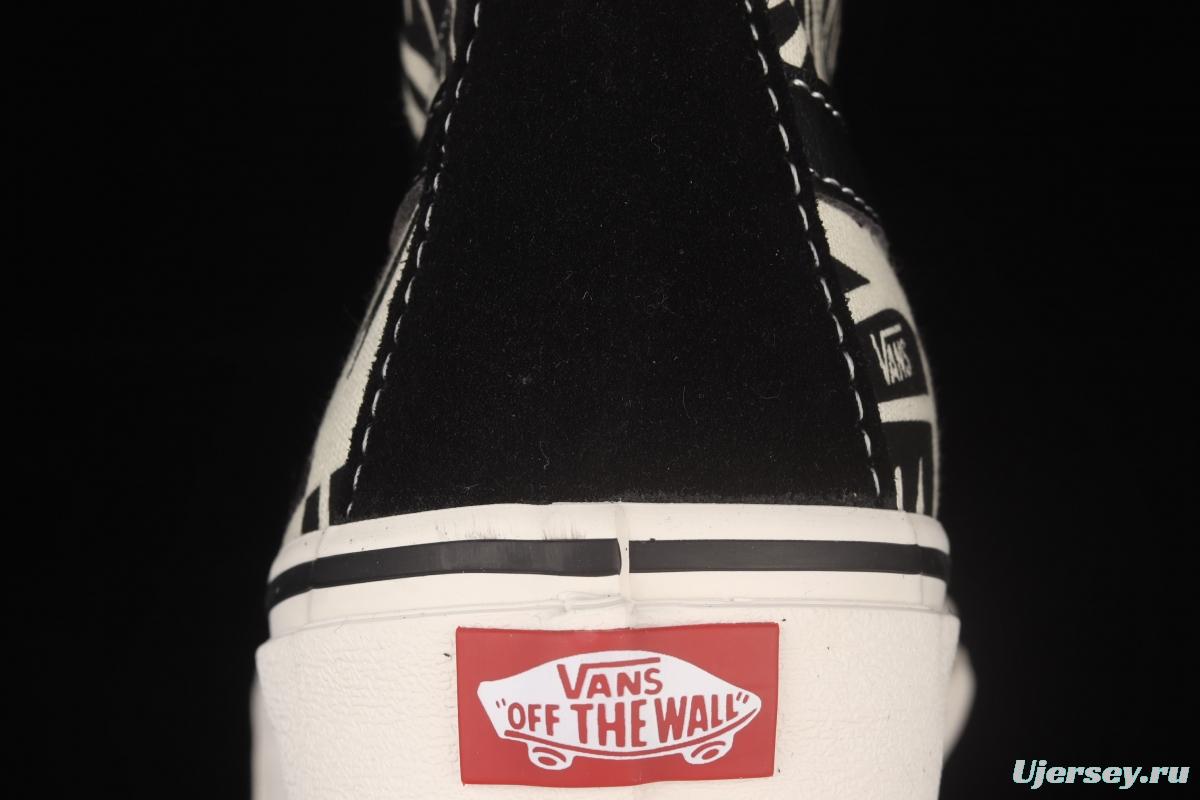 Vans Sk8-Hi 138Decon black and white printed high-top casual board shoes VN0A3MV136K