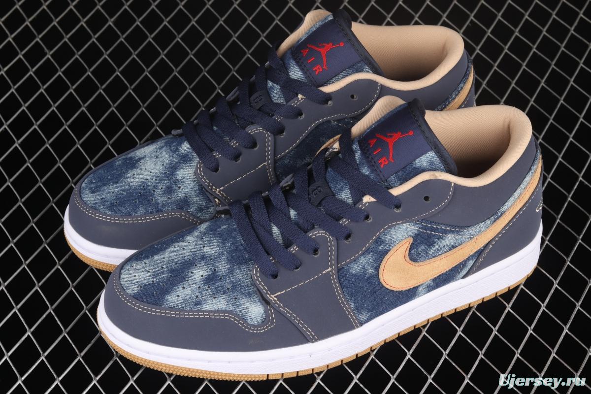 Air Jordan 1 Low dark blue denim low top basketball shoes DH1259-400