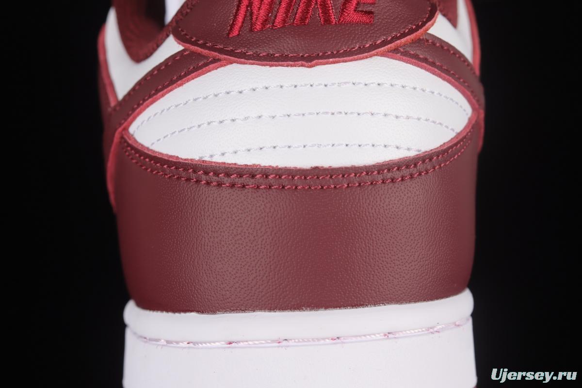 NIKE SB DUNK Low Prm wine red and white color matching SB buckle broken rebound fashion casual shoes DD1503-108