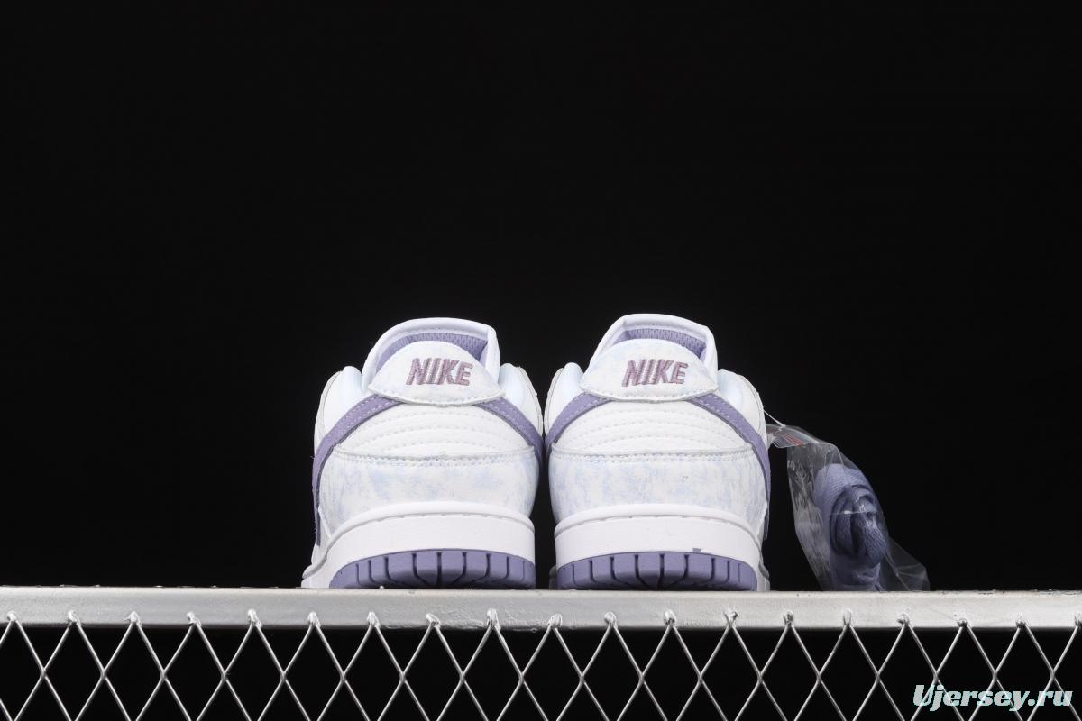 NIKE SB DUNK Low Prm white light purple color SB buckle rebound fashion leisure board shoes DM9467-500