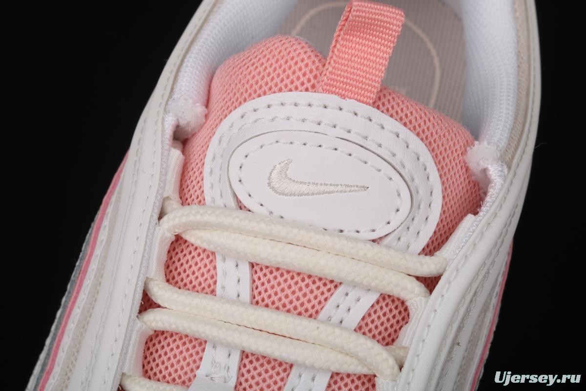 NIKE Air Max 97 White and pink 3M reflective bullet running shoes 921733-104