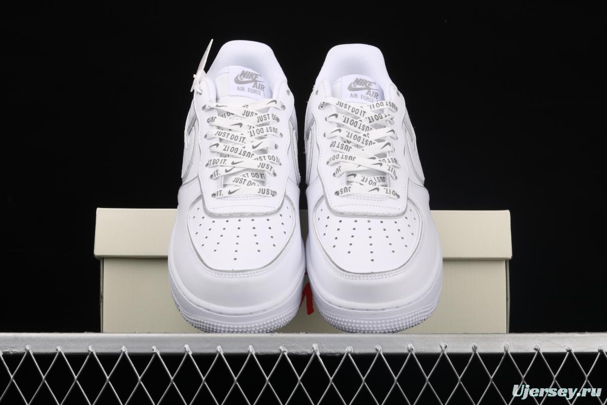 Stussy x Nike Air Force 1 Low Stussy co-named white dazzling color reflective low-top casual board shoes BQ6246-019