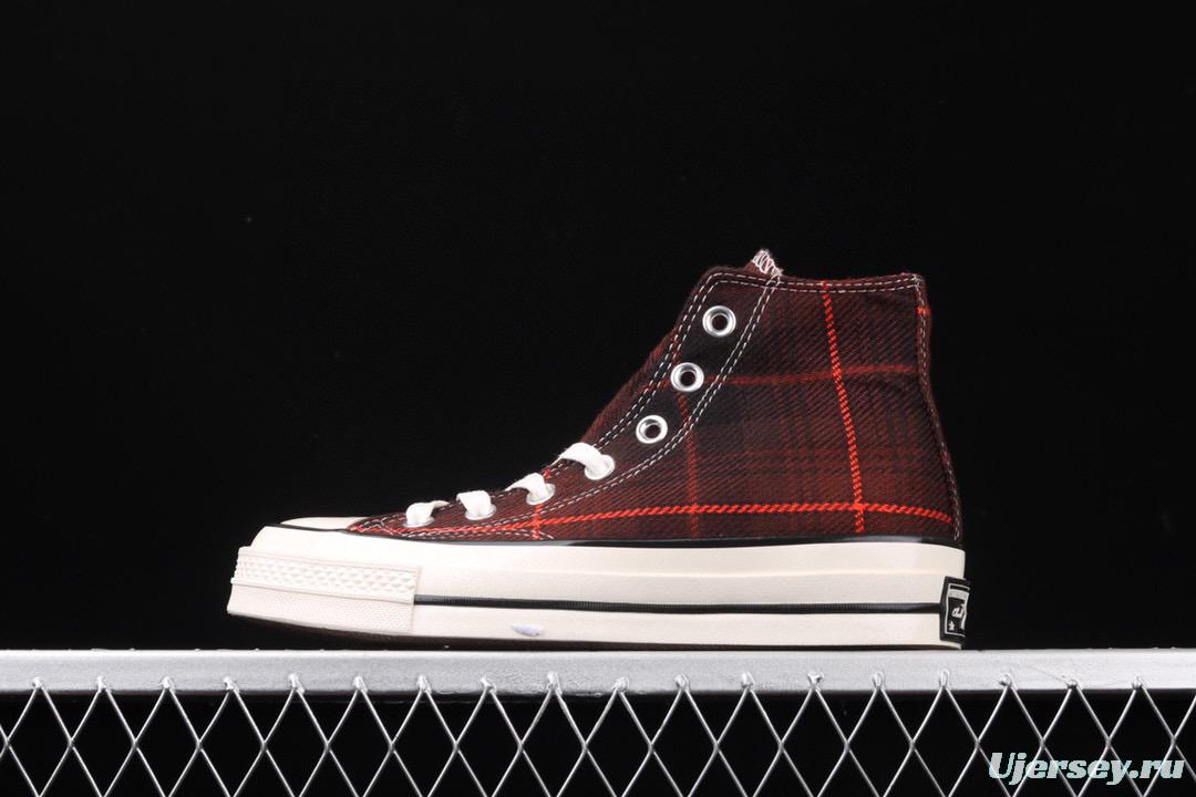 Converse 70s Plaid Scottish plaid fresh vintage casual board shoes 166496C