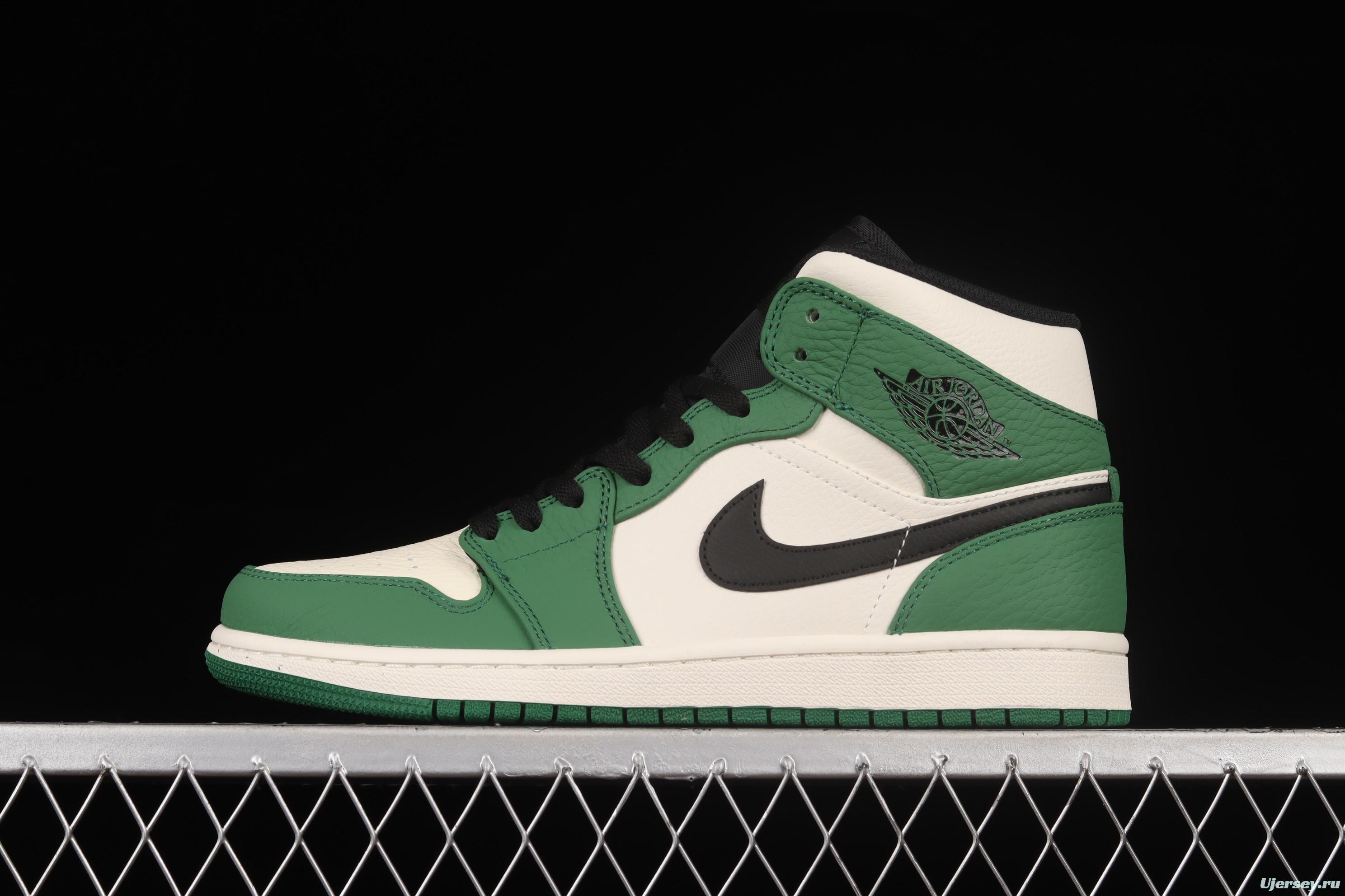 Air Jordan 1 Mid refreshing green toe middle upper basketball shoes 852542-301