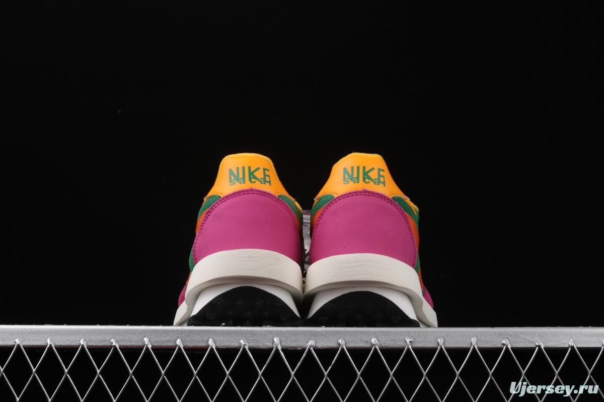 Sacai x NIKE LVD Waffle Daybreak co-signed catwalk style net gauze leather splicing double hook Swoosh running shoes BV0073-301