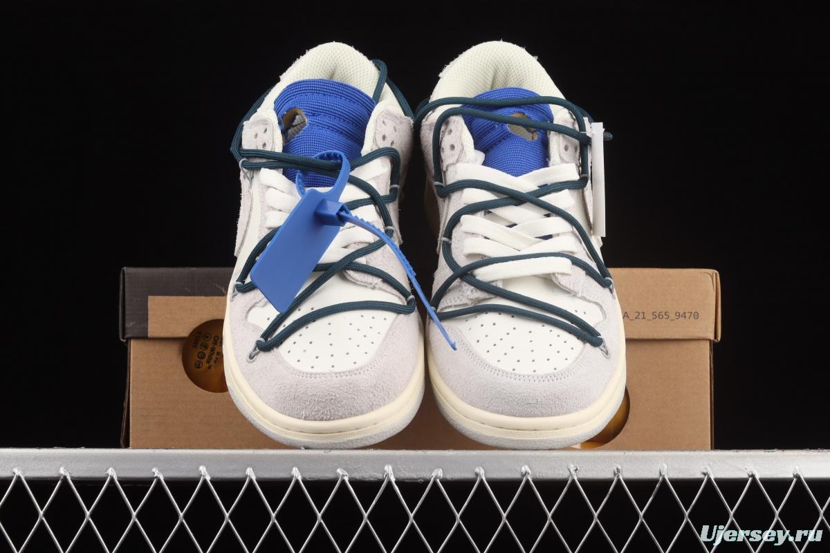 OFF-White x NIKE DUNK Low 12 of 50 OW suede SB buckle rebound fashion casual board shoes DJ0950-111,