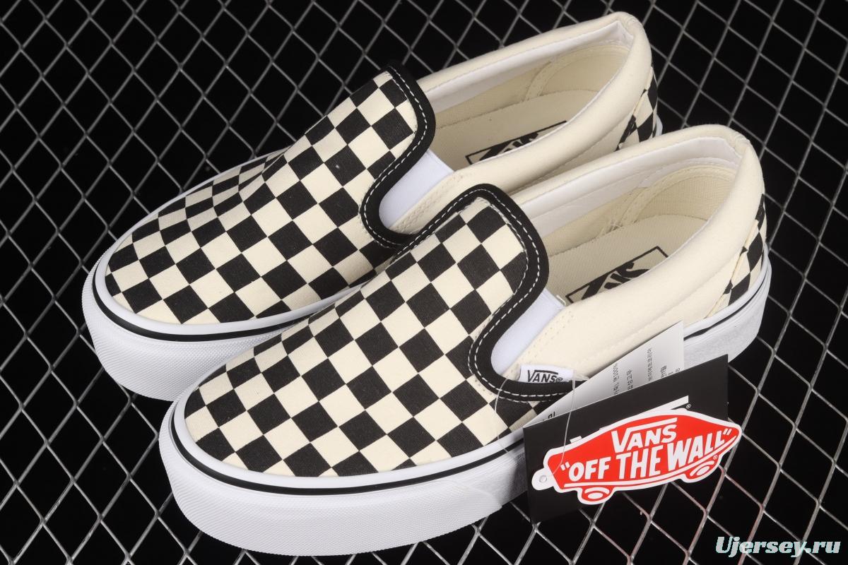 Vans Slip-On Platform classic lazyman black and white checkerboard thick soles shoes VN0A318EBWW