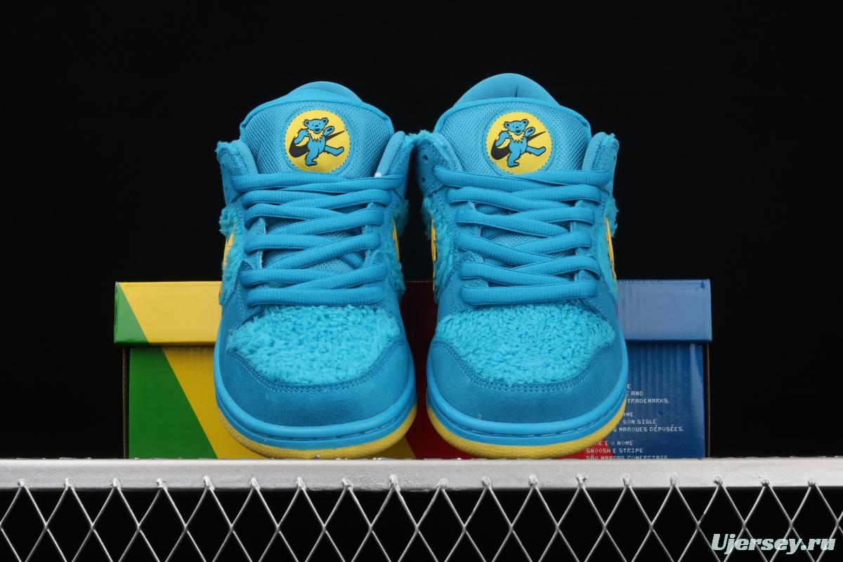 Grateful DeAdidas x NIKE SB DUNK Low Yellow Bear joint style blue and yellow bear sports skateboard shoes CJ5378-400