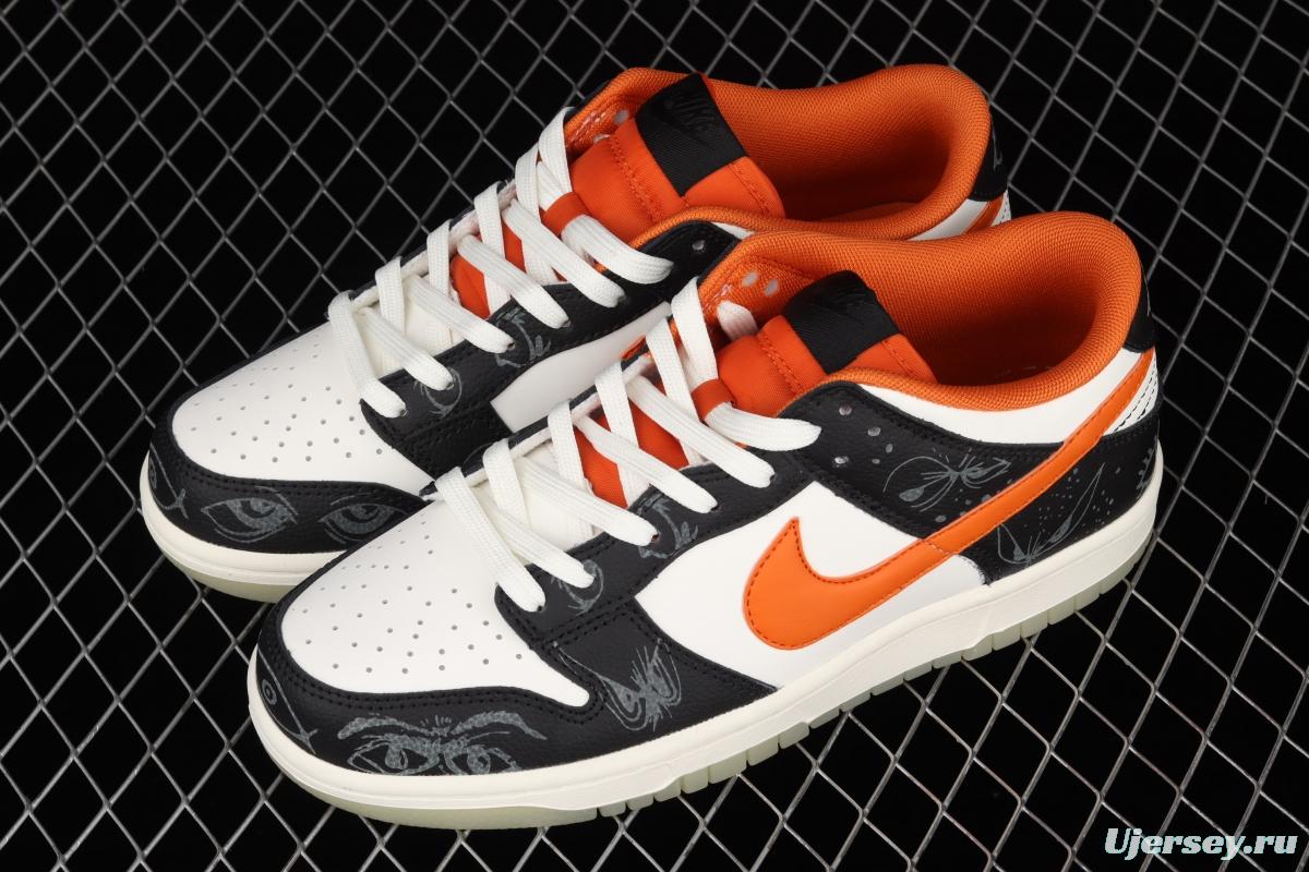 NIKE SB DUNK Low Halloween black, white and orange luminous Halloween SB rebound fashion casual board shoes DD3357-100