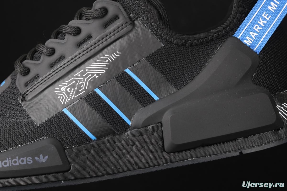 Adidas NMD R1 Boost V2 FY1483 second generation elastic knitted surface popcorn running shoes