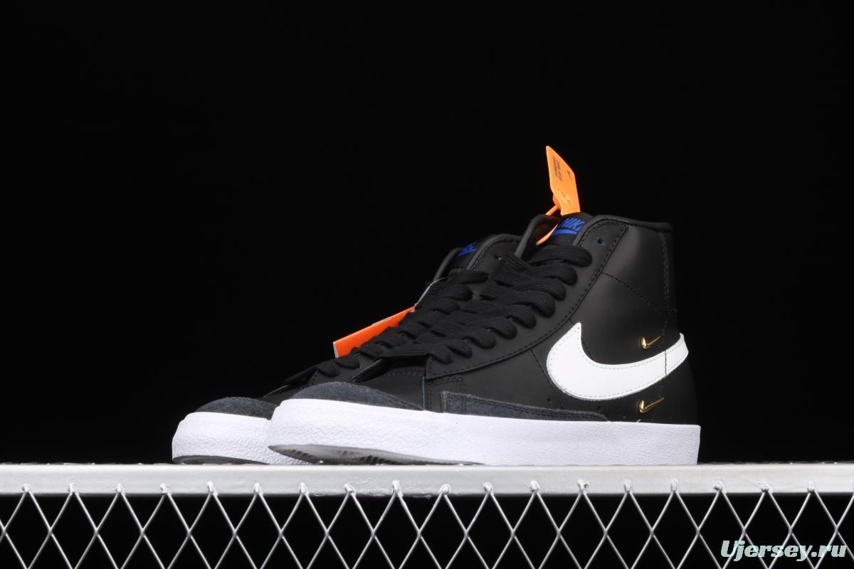 NIKE Blazer Mid'77 SE Chrome Luxe black-and-white gold standard Trail Blazers high-top casual board shoes CZ4627-001