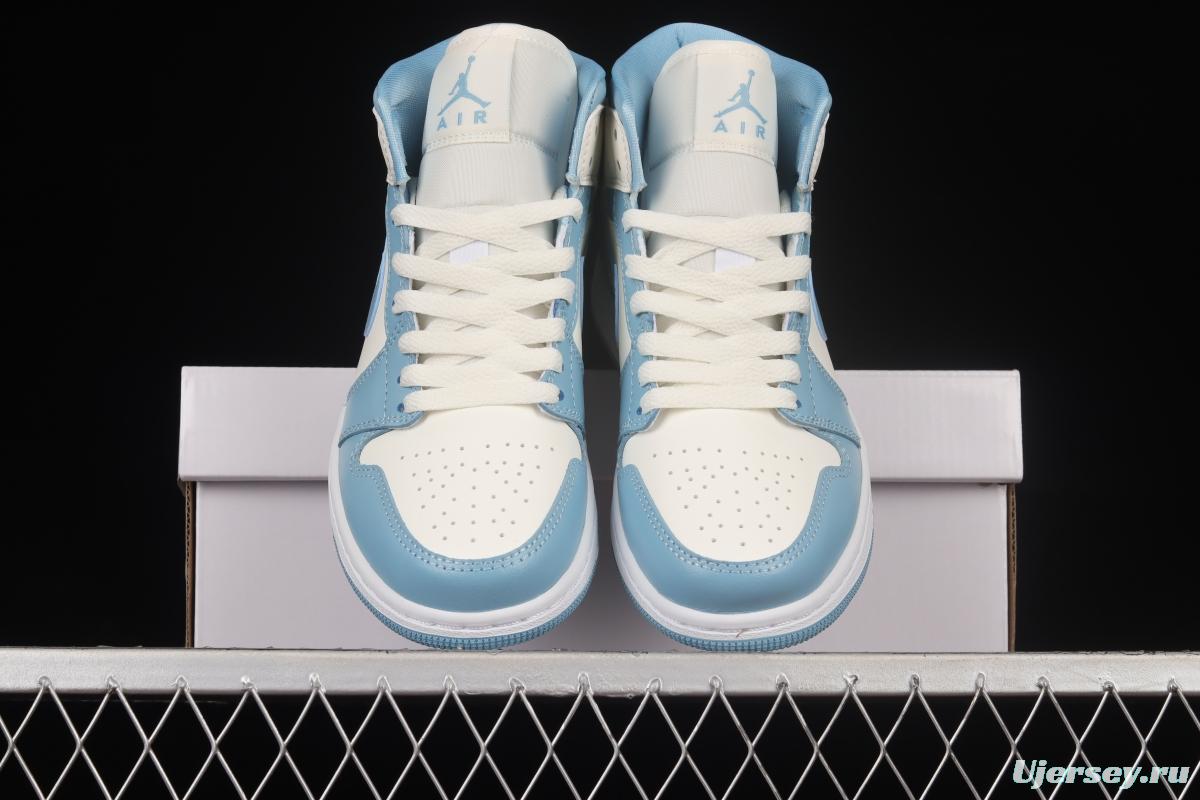 Air Jordan 1 Mid North Carolina Blue Zhongbang Basketball Shoes BQ6472-141