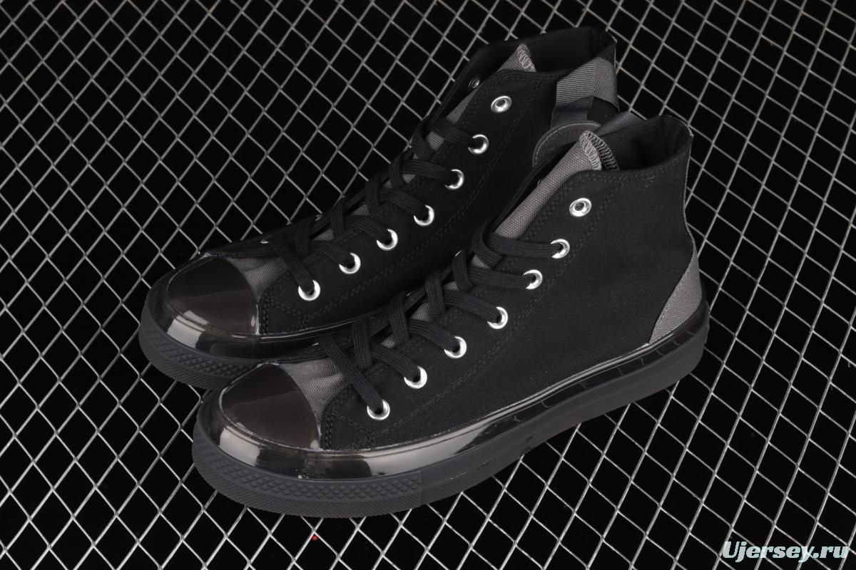 Converse Chuck Taylor All Star CX neutral crystal jelly soles all black canvas high upper shoes 172470C