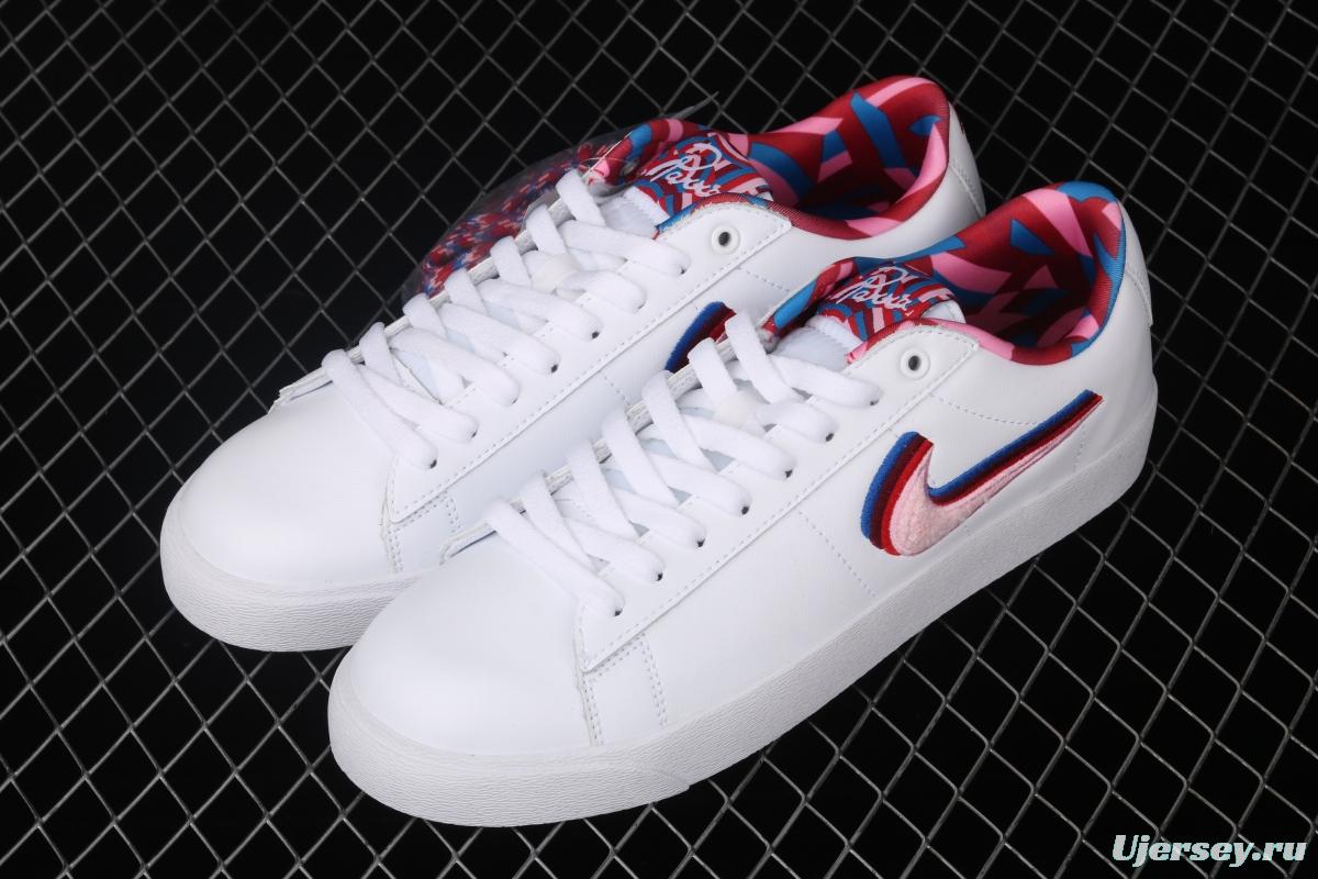 NIKE SB Blazer Low x Parra joint model 3D naked eye tricolor color hook leisure board shoes CN4507-100