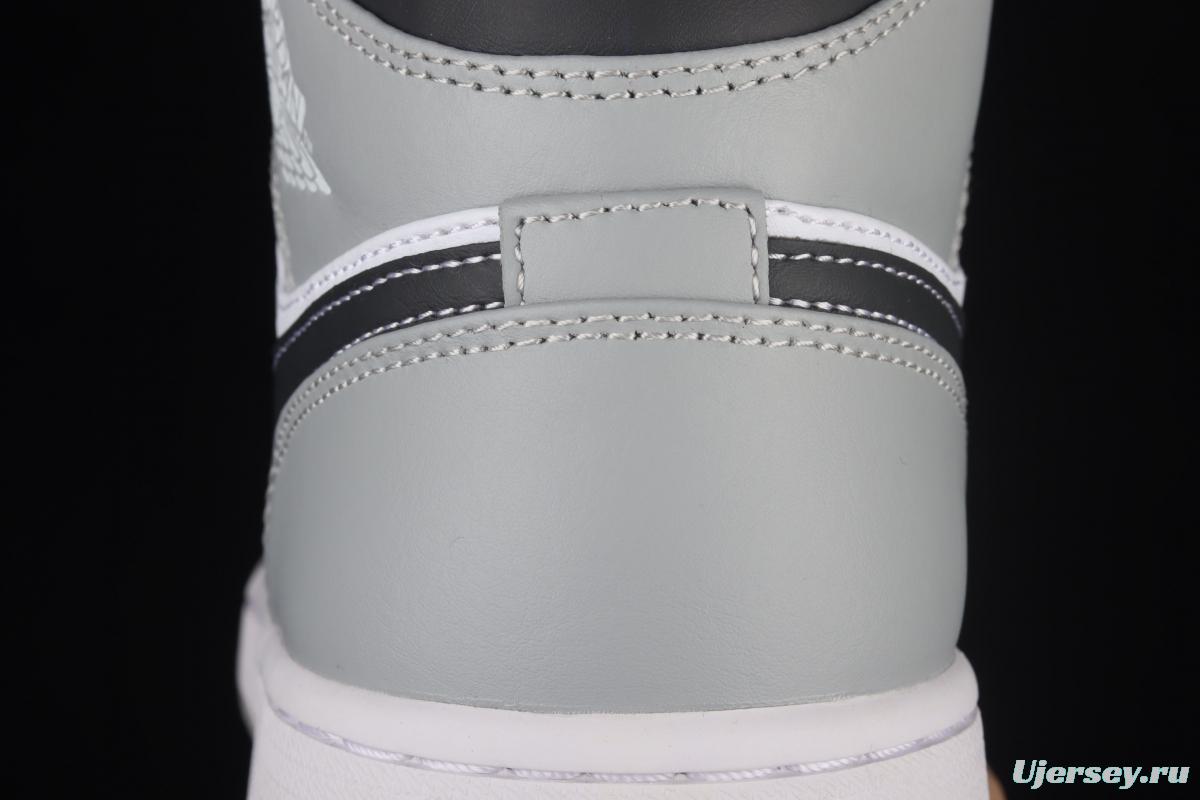 Air Jordan 1 Mid gray-white and black Dior Zhongbang casual board shoes 554724-078