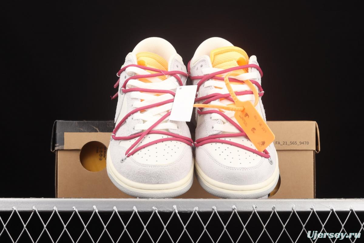 OFF-White x NIKE DUNK Low 12 of 50 OW suede SB buckle rebound fashion casual board shoes DJ0950-114