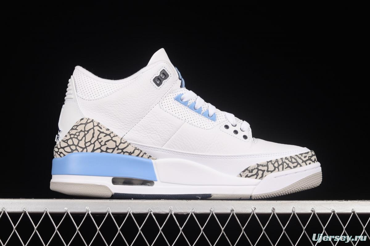 Air Jordan 3 UNC AJ3 Joe 3 North Carolina blue white burst blue crack in the basketball shoes CT8532-104