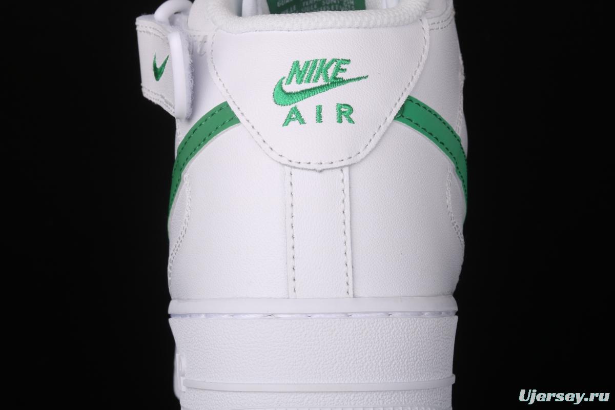 NIKE Air Force 1x07 Mid white and green 3M reflective medium-top casual board shoes 366731-909