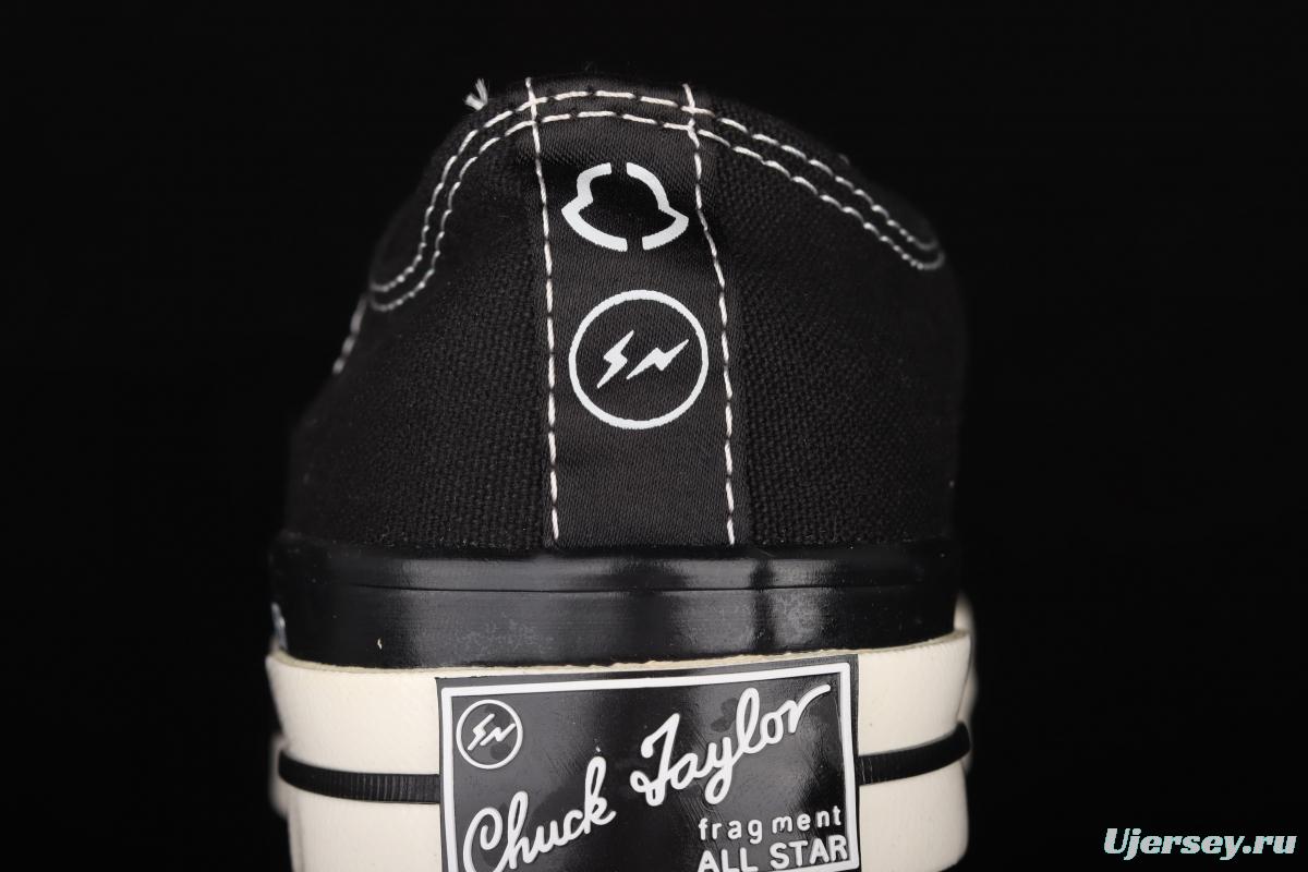 Fragment x Moncler x Converse 1970 S Fujiwara Hiroshi Fujiwara Lightning co-signed Chen Weiting the same black-and-white graffiti classic low-top canvas shoes 172320C