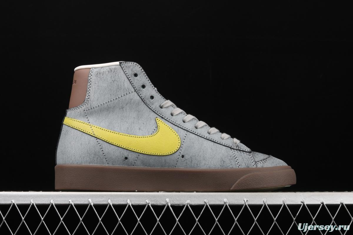 NIKE Blazer Mid'77 Motivation Limited Edition SB Gray Yellow Leisure Board shoes CW6016-100