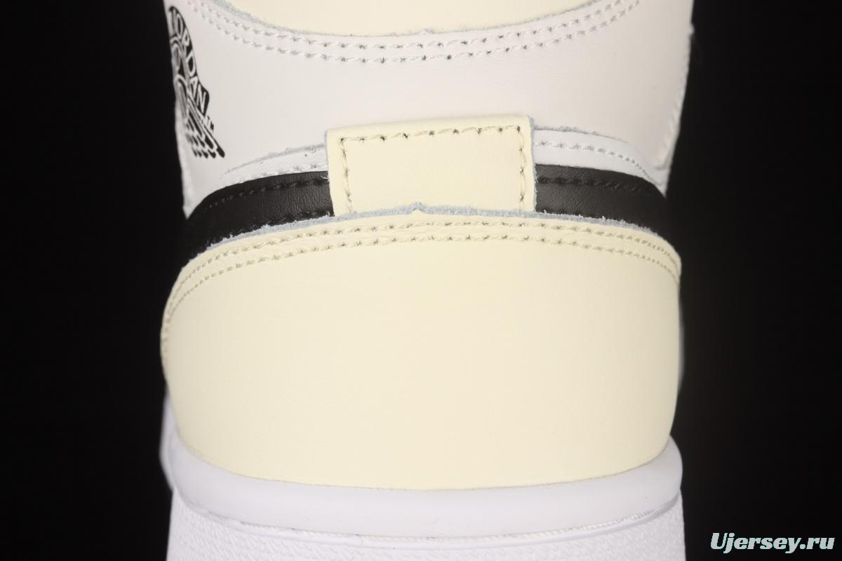 Air Jordan 1 Mid white apricot cream Zhongbang basketball shoes BQ6472-121