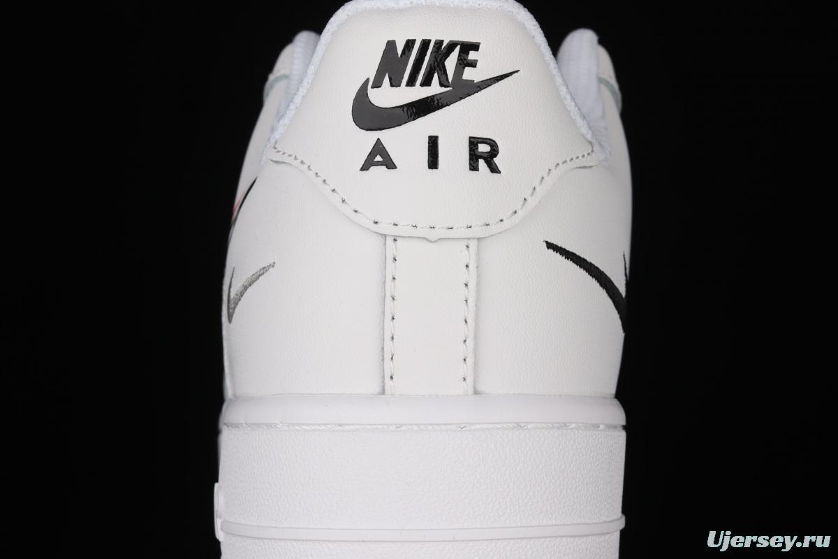 NIKE Air Force 1 Low Multi Swoosh all-white colorful low-top casual board shoes DM9096-100