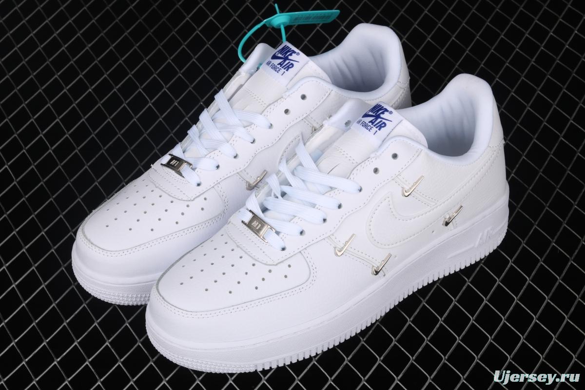 NIKE Air Force 11607 Low All white joint name small silver hook low-top casual board shoes CT1990-100