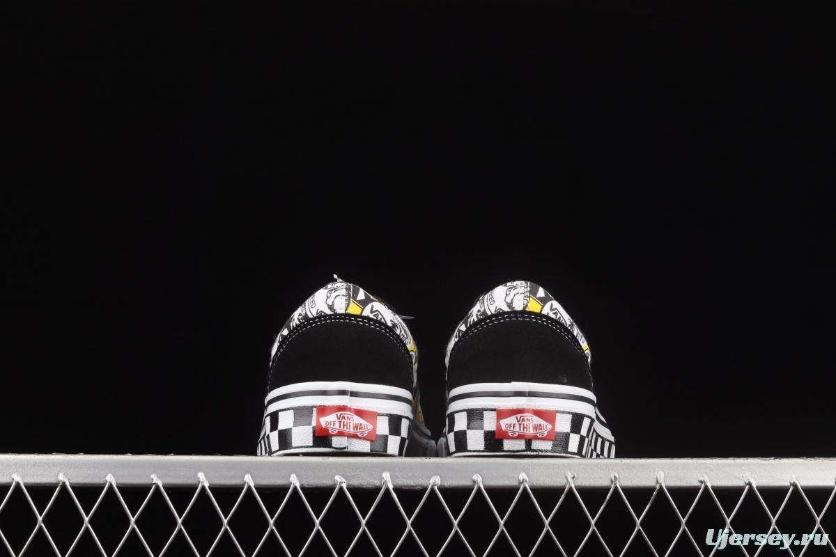 Vans Old Skool checkerboard side printing cartoon pattern low-side casual board shoes VN0A6WKT6QC