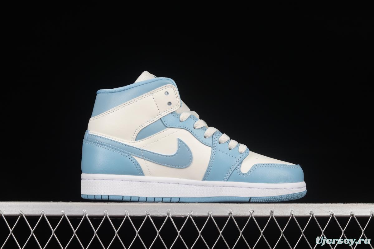 Air Jordan 1 Mid North Carolina Blue Zhongbang Basketball Shoes BQ6472-141